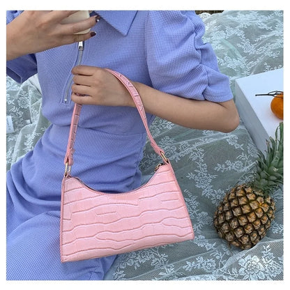 Crocodile Pattern Leather Shoulder Bag