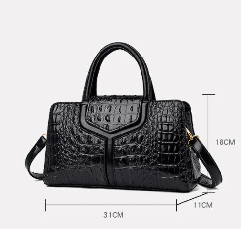 Faux Crocodile Leather Messenger Bag